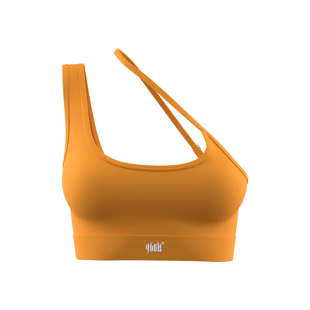 Orange One Shoulder Adjustable Sports Bra