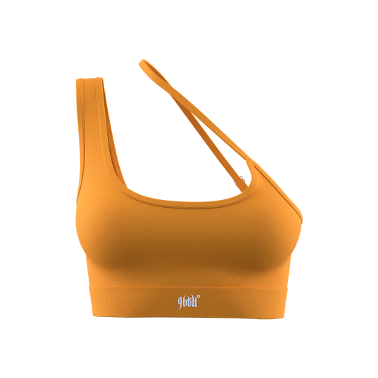 Orange One Shoulder Adjustable Sports Bra