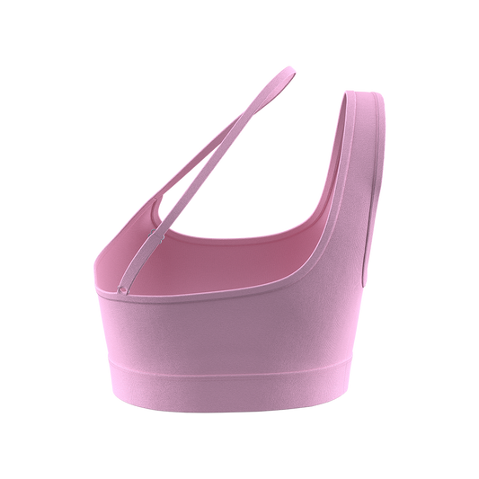 Baby Pink One Shoulder Adjustable Sports Bra