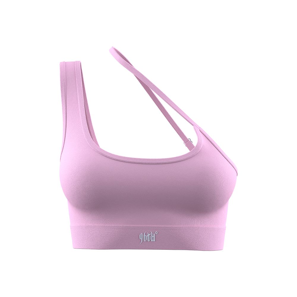 Baby Pink One Shoulder Adjustable Sports Bra