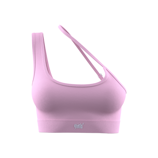 Baby Pink One Shoulder Adjustable Sports Bra